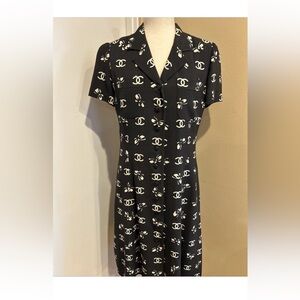 CHANEL Black and White butterfly cc logo dress from 1997’